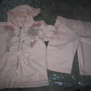 womens vintage BCBG 2 pc. short sweat suit.hoodie.size medium